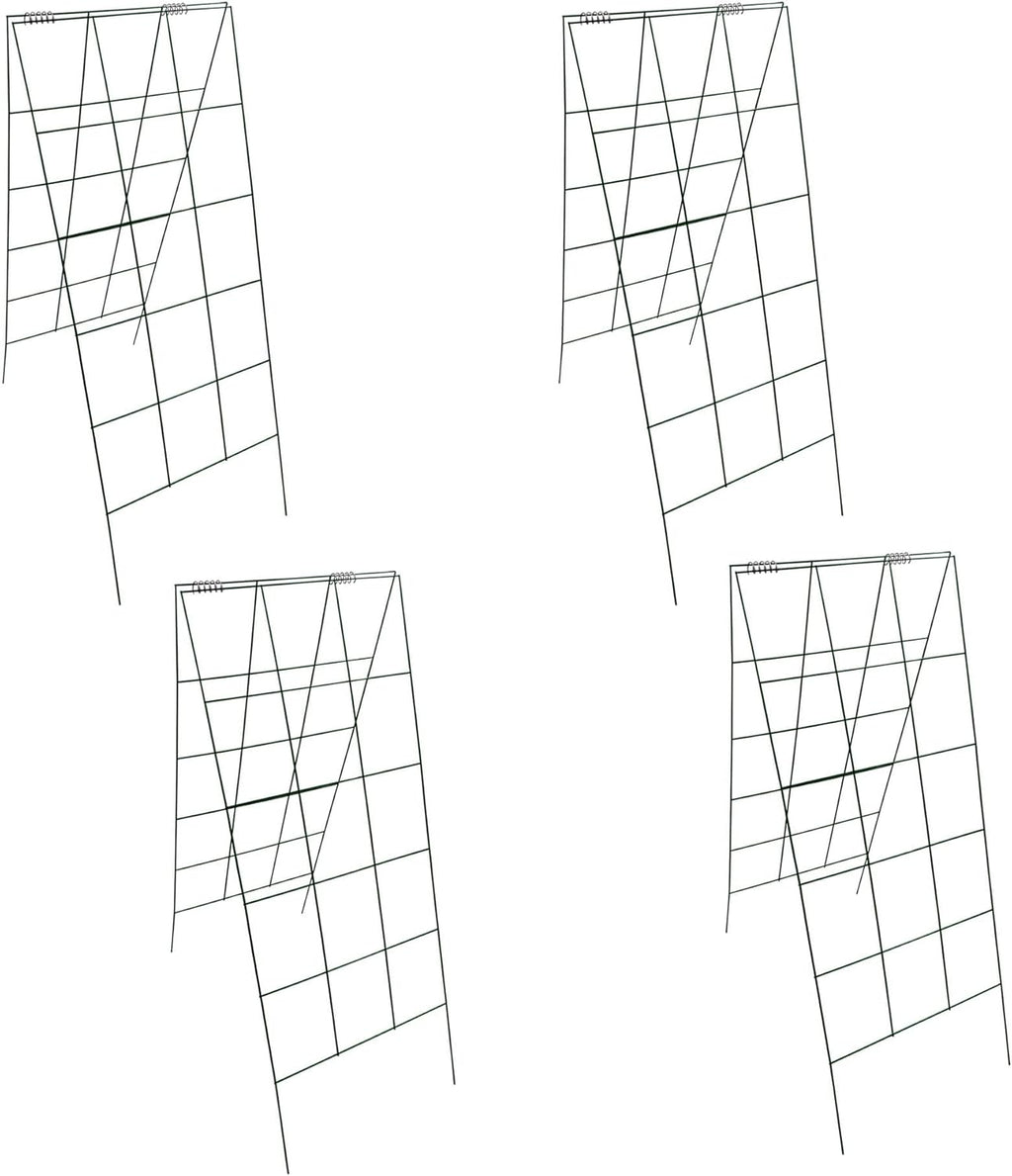Garden Cucumber Trellis A-Frame Folding Plant Trellis 46 Inch by 18 Inch for Climbing Vegetables Flowers Green 4 Pack with Clips and Cable Ties