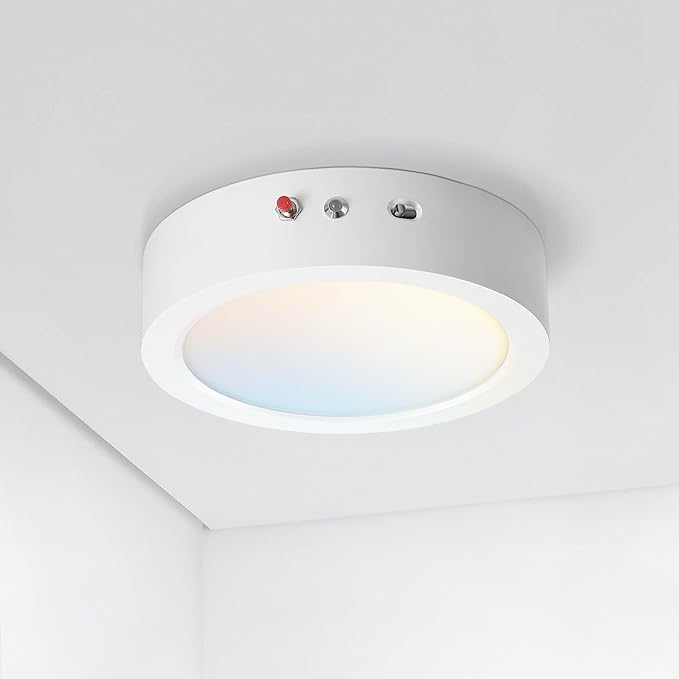 ASD LED 7" Round Flush Mount Ceiling Light Fixture, Low Profile Surface Lighting | 5CCT, Dimmable, Battery Backup, ETL Listed | 15W 1200LM 2700-6000K 120V | Kitchen, Bedroom, Hallway Lamp | White