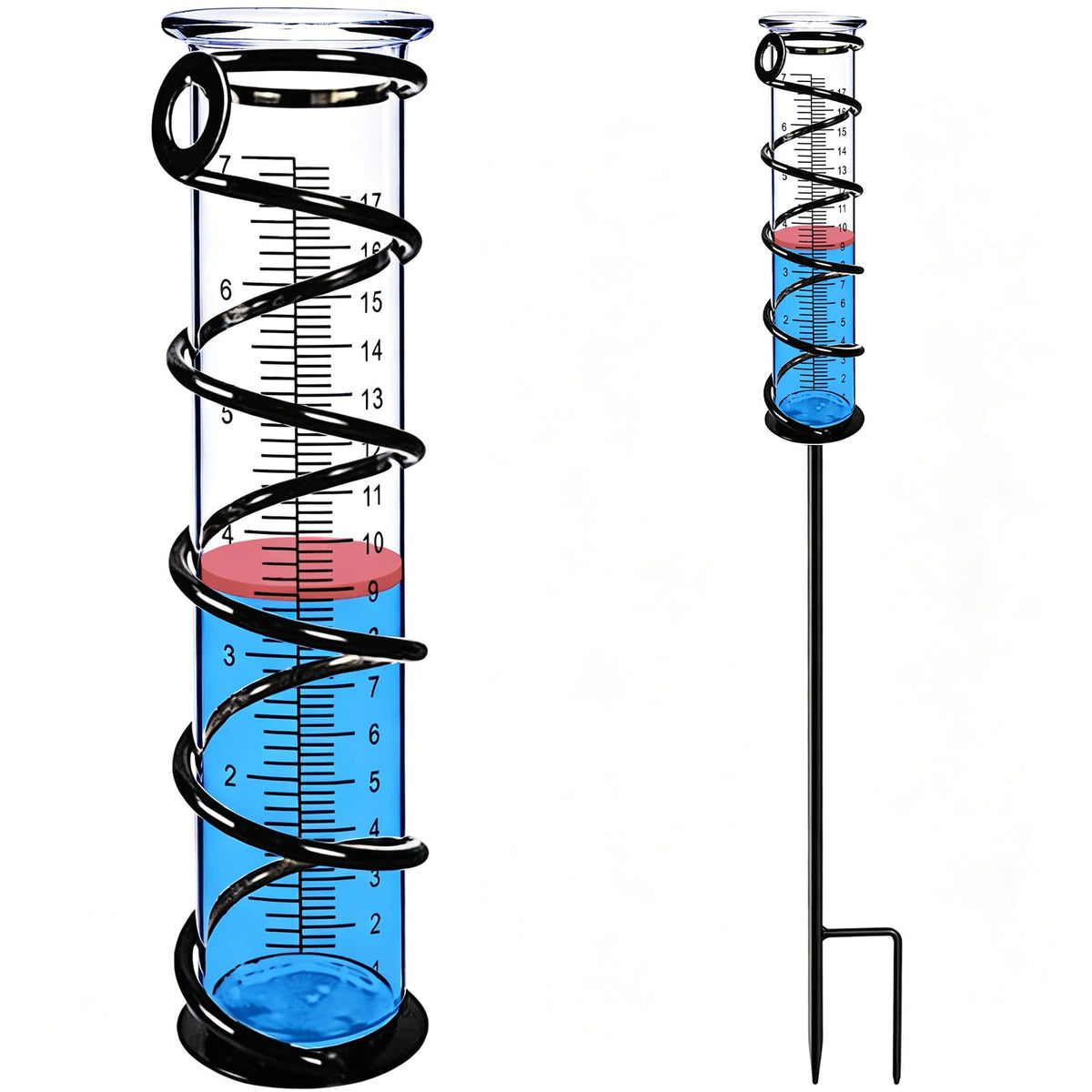 Rain Gauge, Rain Gauge Outdoor, Rain Gauges Outdoors Best Rated for Yard with Stake, Rain Water Meter Measuring with Metal Frame, Decorative for Garden, Deck, Lawn, Landscape
