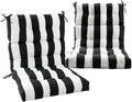 Magpie Fabrics Indoor Outdoor Tufted High Back Chair Cushion Set of 2, Waterproof All-Weather Deep Seating Rocking Chair Patio Chaise Lounge Sun Lounger Chair Cushions (Black White)