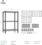 750 lbs 3 Tier Shelf Metal Storage Shelves Shelving Wire Rack Heavy Duty Closet Organizers for Garage Kitchen Bathroom Laundry Black 13.8" D x 23.6" W x 35.5" H