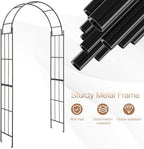 HAPPYGRILL Garden Arch, Garden Arbor with Trellis, Outdoor Garden Arbor with Stakes, Metal Garden Arch Trellis for Climbing Plants Vines, Wedding Ceremony Party Decor Arch, Garden Entrance Archway