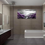 Canvas Wall Decor for Bedroom Large Wall Art for Living Room Modern Office Wall Decoration Purple Flowers Landscape Paintings Black and White Scenery Pictures Artwork Aesthetic Home Decor