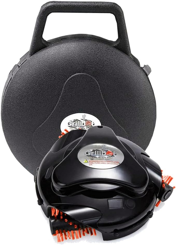 Grillbot Automatic Grill Cleaning Robot with Nylon Brushes, BBQ Grill Cleaner, Grill Brush, Grill Scraper, BBQ Accessories (Black Grillbot + Carry Case)