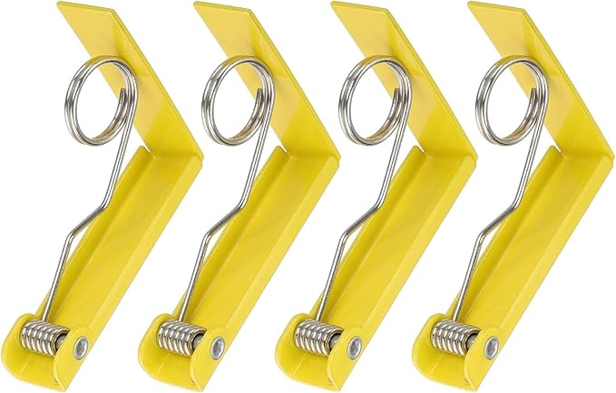 uxcell 4 Pack Tablecloth Clips, Stainless Steel Table Cloth Cover Clamps, 2.87" x 2.36" Windproof Holder Clips for Home Party Picnic Wedding Camping Dining Tables, Yellow