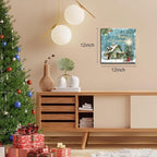Christmas Tree Wall Art Decor Romantic Winter Snow Home Canvas Prints Poster Xmas Tree Painting Merry Christmas Sign for Home Garden Living Room Bedroom Bathroom Holiday Decoration Gifts 12x12inch