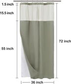 N&Y HOME Stall Waffle Weave Shower Curtain with Snap-in Fabric Liner & Hooks Set - 36" x 72" Small Shower Stall Size, Hotel Style & Mesh Top Window, Machine Washable - 36x72, Sage Green