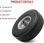 10" Solid Tire Replacement 4.10/3.50-4 Flat Free Tire and Wheel for Garden Carts, Hand Trucks, Wheelbarrows,10x3.50-4" with 5/8" Axle Bore & 2 1/4" Offset Hub (2 Pack)