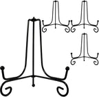 4PCS Premium Black Iron Plate Stands for Display 6 Inch, Decorative Solid Metal Plate Holders for Displaying, Mini Easel, Frame, Book, Card, Plaque, Bowl, Picture Stands for Display