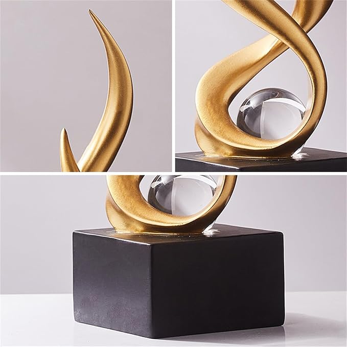 AWNR Abstract Art Deco Decor Statues for Home,Shelves,Table,Living Room, Dining Room,Modern Sculpture Decoraciones of Homes for Sale (Gold C)