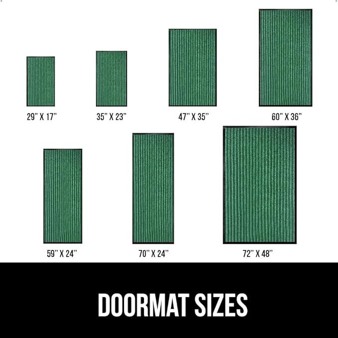 GORILLA GRIP Traffic Guard Door Mat, 47x35, Heavy Duty Welcome Mats, Commercial Office Space Doormat, Waterproof, Fade Resistant, Strong Rubber Backing, Low Profile, Shoe and Boot Scraper, Green