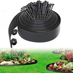 4 in Tall Landscape Edging, 60FT Plastic Garden Border Edging with 90 Anchoring Spikes, Landscape Edging Kit for Garden, Flower Beds and Lawn (Black, 4In x 60FT)