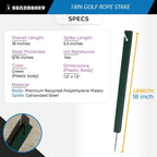 18" Golf Rope Stake - Square Stake (UV Resistant) - Sandbaggy (18-inch, 90, Count)