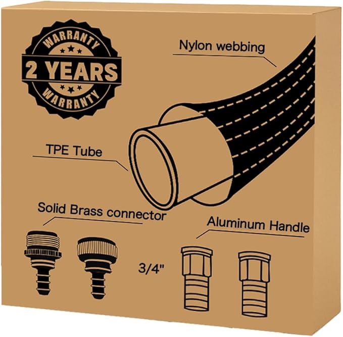 30ft Lightweight Flexible Garden Hose,Non-Slip Handles,Non-kink Hose,Solid Brass Fitting for Boats, RV Water Hose,Marine Washdown,Lawn,Garden,Leakproof TPE Hose(GreenBlack, 30 FT)