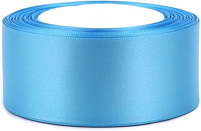 Light Blue Solid Satin Ribbon 1-1/2 Inch 25 Yards Solid Polyester Fabric Ribbon for Gift Wrapping Wedding Christmas Baby Shower Birthday Party Decoration Handmade Immortal Flower Craft