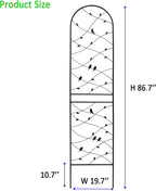 Metal Garden Trellis Rustproof Trellis for Climbing Plants Outdoor Flower Support Bird Deco (Black-4 Pack, 86.7"x19.7")