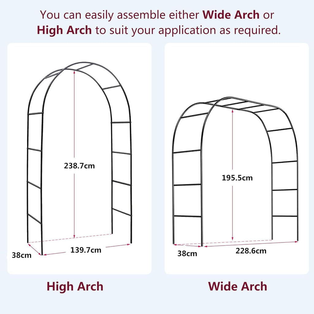 Garden Arch Trellis Metal Garden Arbor for Various Climbing Plant, Wedding Arches for Ceremony Decoration Outdoor Lawn Backyard, 7'8" H x 4'5" W, Dark Green