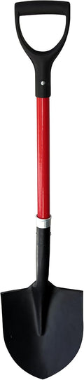 TABOR TOOLS Shovel with Rounded Blade and Comfortable D Grip 31 Inch Fiberglass Handle, Digging Spade. J201A. (D Handle, Round Blade)