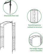 Outvita 7.5Ft Garden Arch Arbor, Steel Frame Stand Trellis, Arbour Archway for Wedding Ceremony Decoration Plant Climbing Rose Vines Lawn Courtyard Patio Pathway Black