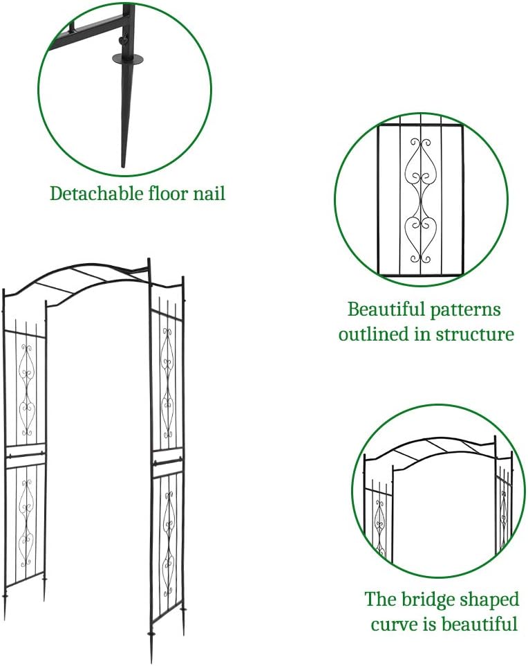 VINGLI Garden Arbor, Arch for Wedding Ceremony Party, Christmas Garden Decor Steel Garden Trellis for Plant Climbing, Pergola for Garden, Backyard, Lawn (Bridge Top)