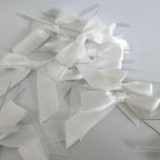 50pcs 2-1/2" White Satin Ribbon Bows with Twist Ties for Wedding Box Gift Wrapping Packing Christmas Decoration (White)