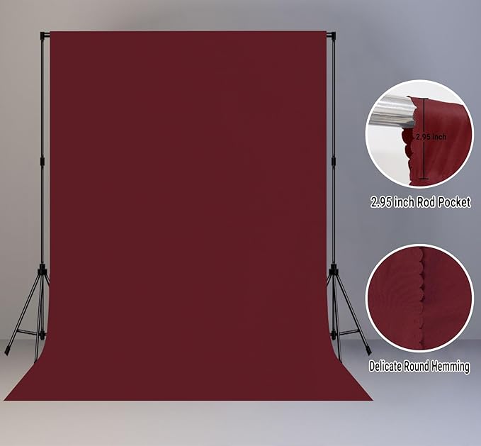 10x20FT Large Wine Red Screen Backdrop Photography Photo Booth Burgundy Red Backdrop Photoshoot Background