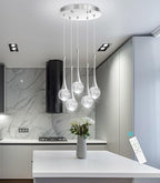 cenzoz 5-Lights Modern Pendant Lights for Kitchen Island LED Dimmable Chandelier Crystal Glam Ceiling Pendant Lighting for Dining Room Hallway Bedroom Lamp Brushed Nickel