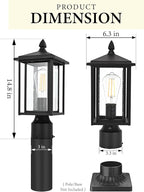 Outdoor Dusk to Dawn Post Light Fixture with Glass, Aluminum Light Post Lamps for Patio, Yard, Garden, Porch