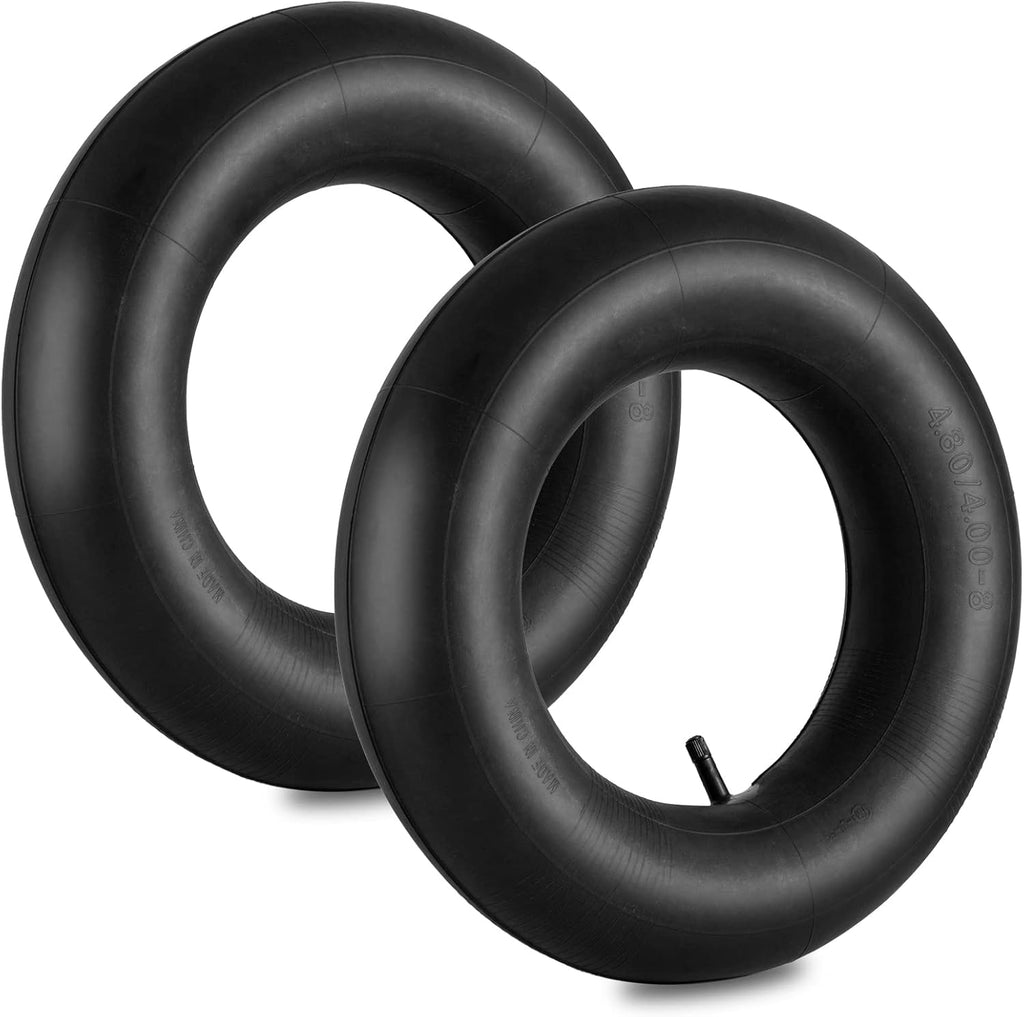 4.80/4.00-8" Inner Tube with Straight Valve Stem (2-Pack) - Heavy Duty Replacement Tire Tubes for Wheelbarrows, Mowers, Hand Trucks, Dollies