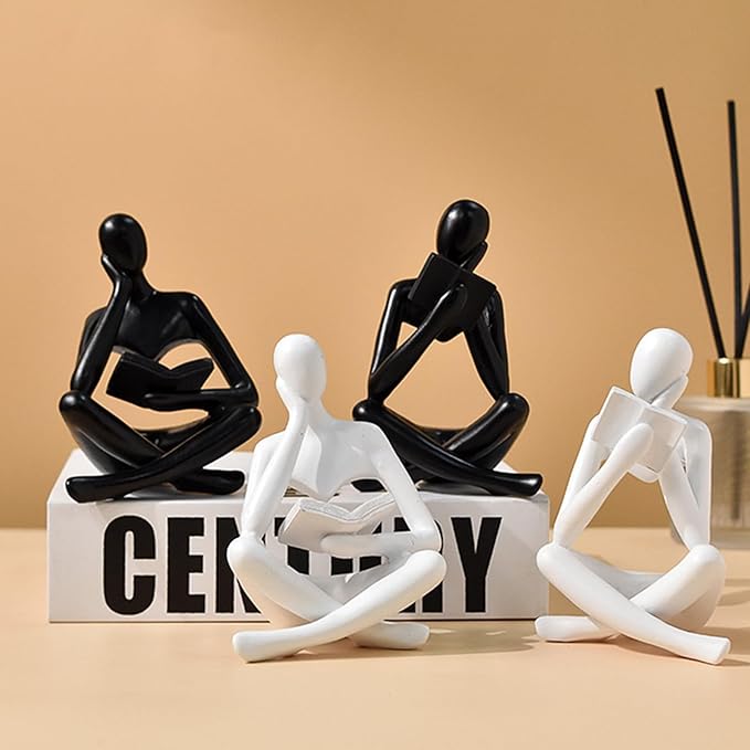 Reading Women Statue, Thinker Sculptures, Abstract Art Ornament, Modern Aesthetic Figurine Decoration, Suitable for Home Living Room Bedroom Office Shelf Table Desk Bookshelf Decor