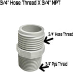 Rain Barrel Spigot Kit - 3/4" PVC Full Port Ball Valve with Bulkhead Fitting +Hose Adapter