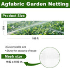 Agfabric Garden Netting 5'x100' Insect Pest Barrier Bird Netting for Garden Protection,Row Cover Mesh Netting for Vegetables Fruit Trees and Plants,White