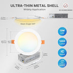 LVWIT 24 Pack 6 Inch LED Recessed Lighting with Junction Box, 5CCT Dimmable LED Downlight,13W Ultra-Thin Modern Ceiling Light, 2700/3000/3500/4000/5000K Selectable Can Lights, Smooth Trim