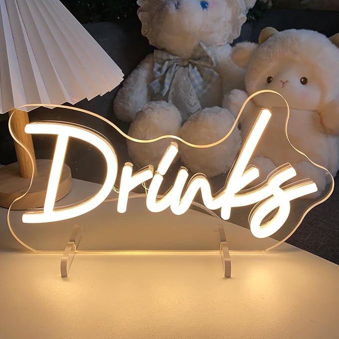 Drinks Table Number Neon Sign Desk Lamp Night Light Wedding Letter LED Neon Sign Wedding Table Decorations Neon Light Shop Bedroom Home Room Decor Christmas Party Warm White USB 30×12.7CM