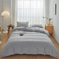 FACE TWO FACE Bedding Duvet Cover Set100% Washed Cotton Duvet Cover Linen Like Textured Breathable Durable Soft Comfy(California King, Lavender Grey)