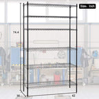 PayLessHere 42" D x 16" W x 72" H Wire Shelving Unit Heavy Duty Storage Rack 6-Tier Metal Shelf Garage Organizer Wire Rack,Black