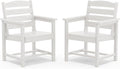 SERWALL Outdoor Dining Chairs Set of 2, All-Weather HDPE Patio Chairs, White