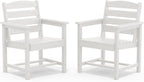 SERWALL Outdoor Dining Chairs Set of 2, All-Weather HDPE Patio Chairs, White