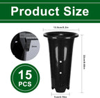 tchrules 15pcs Plastic Deep Plant Nursery Pots,8.66”Tall Tree Pots,Black Deep Seedling Container Pots with Drainage Holes for Indoor Outdoor Gardening (5.3" Wx8.66 H)