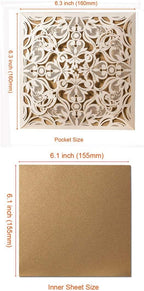Hosmsua 50PCS Ivory Laser Cut Wedding Invitation Cards with Envelopes 6.3 x 6.3 Inch Hollow Rose Invitations for Wedding Bridal Shower Invite (Ivory, Blank)