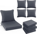 Summsun Waterproof Outdoor Cushions for Patio Furniture, Fade Resistant Backrest and Deep Seat Cushion Set with Removable Cover, 22 x 22 Inch, Dark Grey, Set of 4