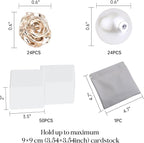 UNIQOOO 24Pcs Decorative Rose Floral Place Card Holders Bulk, Luxury Gold Metal Name Card Stands Set, for Wedding Table Setting, Business Card, Name Tag, Party Food Labels