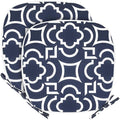 SleepMan Outdoor 17"x16" Chair Cushions with Ties Set of 2, Water Resistant All Weather U-Shape Seat Pads for Patio Garden Furniture Indoor Fade Resistant Patio Cushions (Blue Geo)