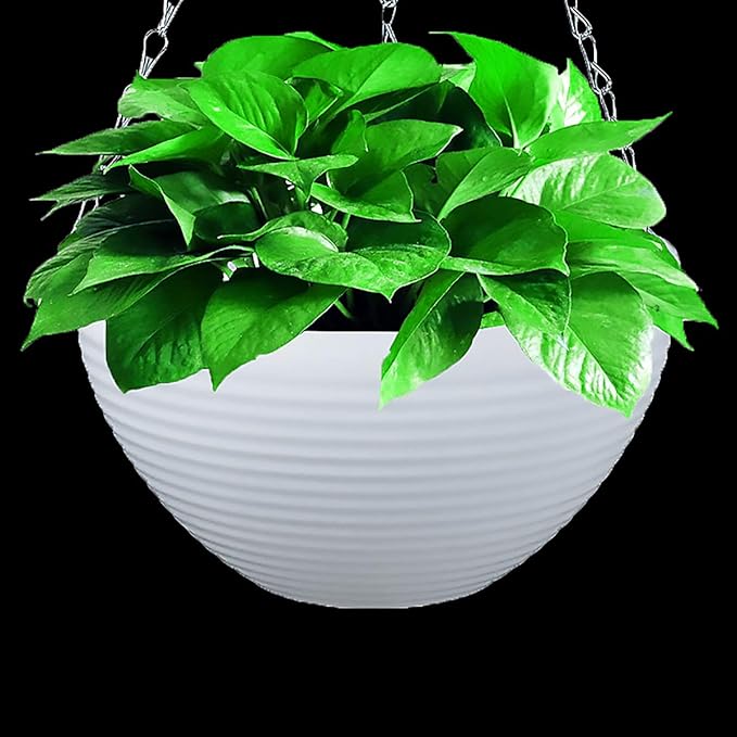 Foraineam Set of 7 Colors Self-Watering Hanging Planter Indoor Outdoor Garden Flower Plant Pot Container with Drainer and Hanging Chain