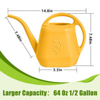 VKPLITE Hand Plastic Watering Can - for Indoor and Outdoor Home Garden Plants - with Long Spout - Orange - 1/2 Gallon
