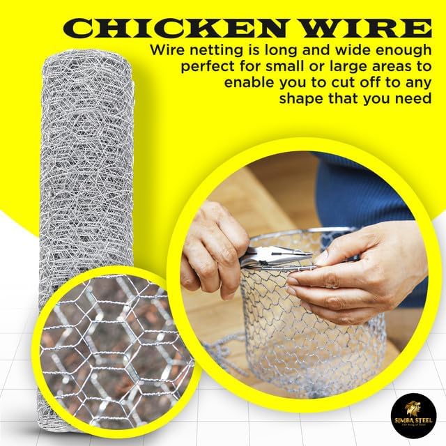 Chicken Wire 24 in x 150 FT x 2” Mesh x 20GA | Poultry Wire Netting | Hot Dipped Galvanised | Hexagonal Galvanized Mesh for Chicken Coop, Rabbit Cage, Fence Barrier PM24x150x2