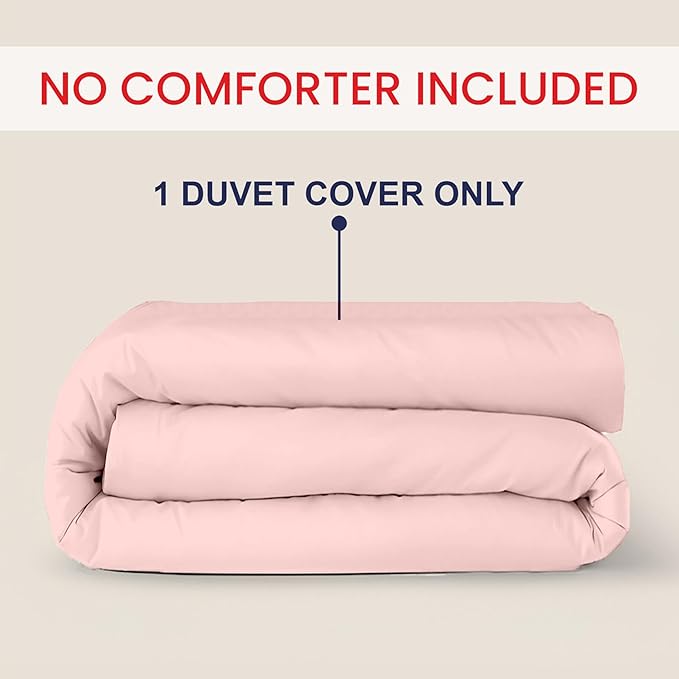 Kotton Culture 1 Pc Queen Size Duvet Cover Only -100% Egyptian Cotton Sateen 600 Thread Count Ultra Soft Premium Durable Comforter Cover Zipper Closure & Corner Ties (Pink Blush, Queen/Full 90" X 90")