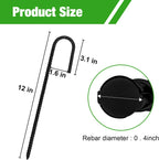 ERYTLLY 12In Rebar Stakes J Hook Heavy Duty Galvanized Metal Stakes for Ground Barrel Soil Tent Swing Set Anchors Fence Stakes Curved Steel Plant Support Garden Stakes with Hooks（12in 16pk）