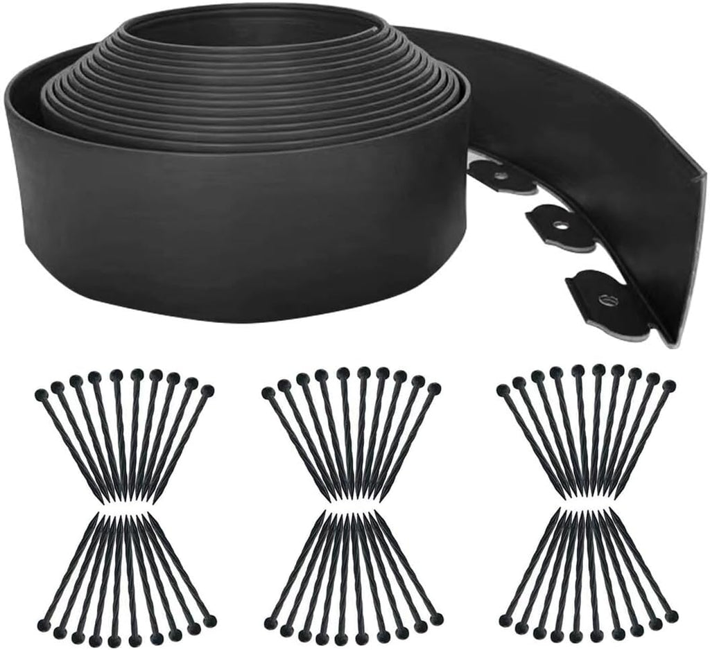 Garden Edging Borders 66FT,Landscape Edging Black[Extra Tall 4IN High] with 60pcs Stakes,Lawn Edging Flexible Garden Border Mini Plastic Fence for Flower Bed Landscaping