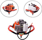 72cc Post Hole Digger 2-Stroke Petrol Gas Powered Earth Digger with 2 Extension Rods（24" & 24"） + 3 Auger Drill Bits (3" 5" & 8") for Farm Garden Plant